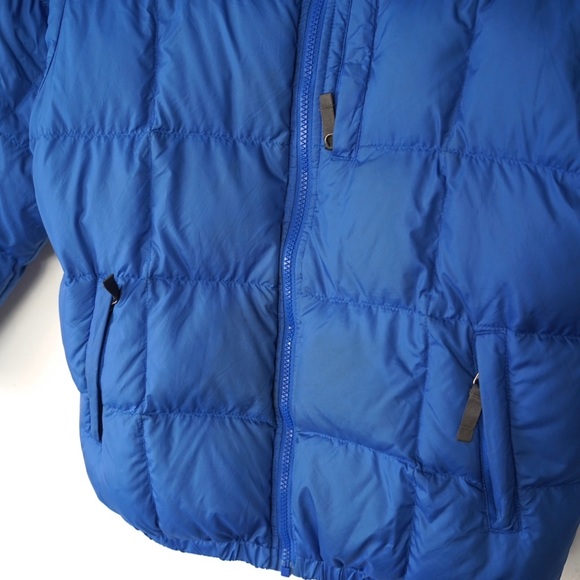 The Northface 550 Y Boys 14/16 Puffer Jacket Full Zip Hood Blue Reversible - Picture 9 of 11